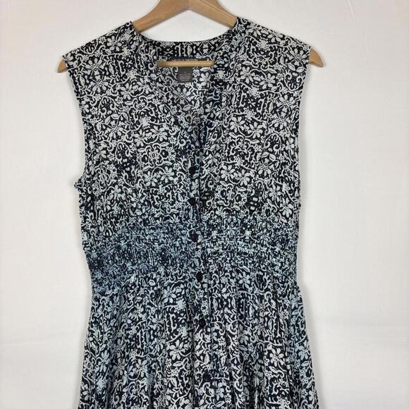Chelsea & Theodore 100% Cotton Printed Summer Midi Dress w/Smocked Waist Size: L - Picture 3 of 8